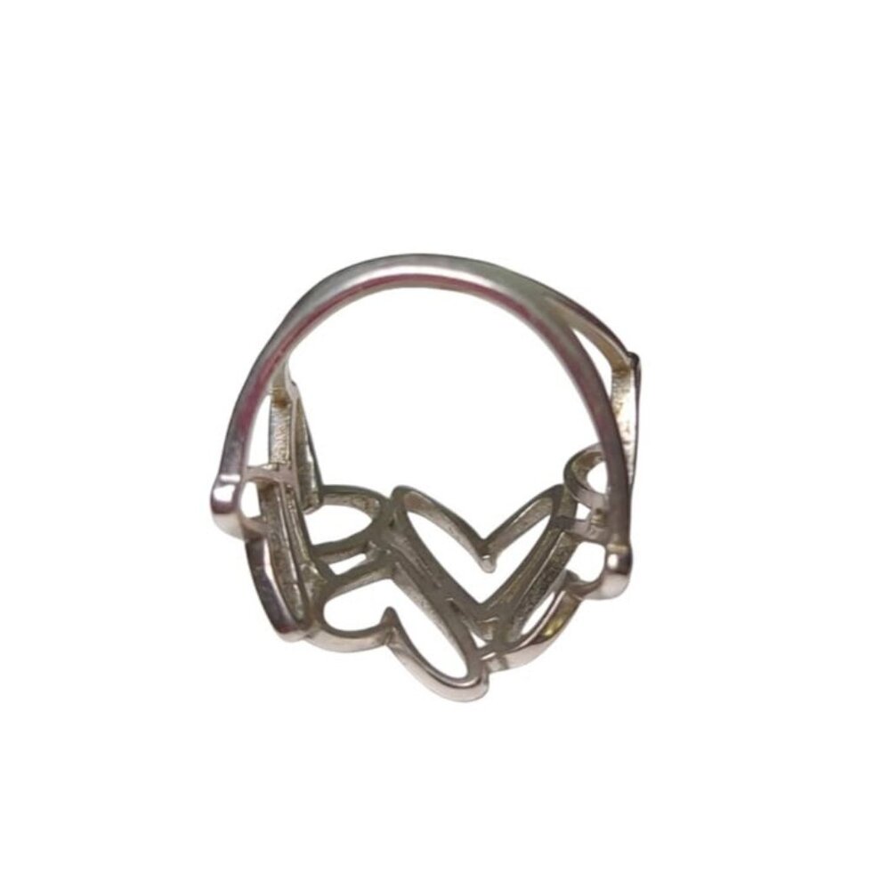 Sterling Silver .925 Open Heart Band - Picture 4 of 5